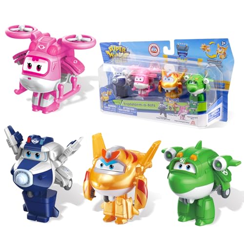 Super Wings Transform-a-Bots 4 Pack with S5 Paul Dizzy & Golden Boy & Mira von Super Wings