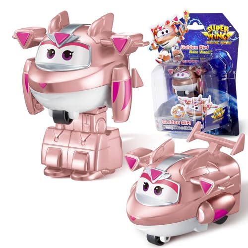 Super Wing Transformations-Flugzeug Golden Girl, 2 in 1 Action Figur, 5 cm großes Flugzeug-Roboter-Spielzeug, Transformable Spielzeug für Jungen und Mädchen ab 3 Jahren, Pink von Super Wings