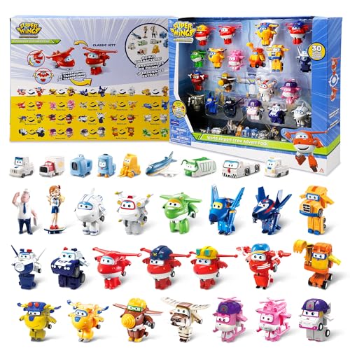 Super Wings Transform-a-Bots World Airport Crew Figuren Collector Pack, 30 Packs 2" Transforming Toys for 3+ Years Old Boy Girl, EC730660 von Super Wings
