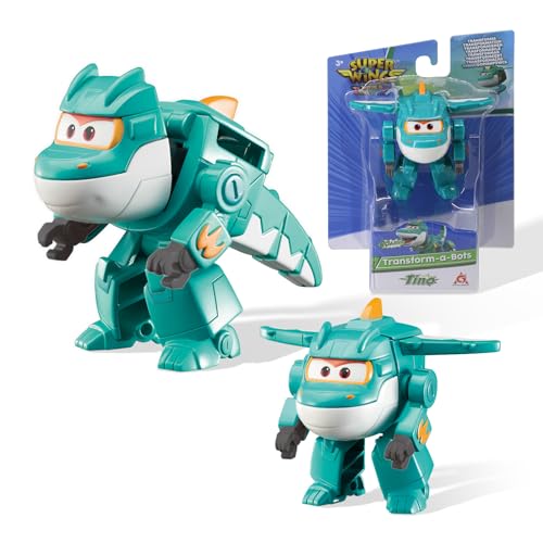 Super Wing Transformable Spielzeug Dinosaurier Tino, ca. 5 cm große, 2-in-1 Verwandlungsspielzeug Dinosaurier-Spielzeug für Kinder ab 3 Jahren Jungen Mädchen, Grün von Super Wings