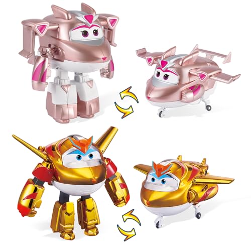 Super Wings Verwandlungsspielzeug 2PCS Golden Boy& Golden Girl, 2 in 1 Action Figur, 12,7 cm großes Flugzeug-Roboter-Spielzeug, Transformable-Spielzeug für Jungen und Mädchen ab 3 Jahren Super Wings Verwandlungsspielzeug 2PCS Golden Boy& Golden Girl, 2 in 1 Action Figur, 12,7 cm großes Flugzeug-Roboter-Spielzeug, Transformable-Spielzeug für Jungen und Mädchen ab 3 Jahren von Super Wings