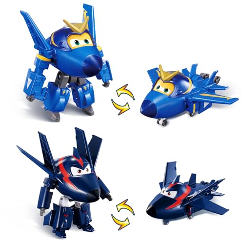 Super Wings Verwandlungsspielzeug 2PCS Jerome &Agent Chace, 2 in 1 Action Figur, 12,7 cm großes Flugzeug-Roboter-Spielzeug, Transformable-Spielzeug für Jungen und Mädchen ab 3 Jahren von Super Wings