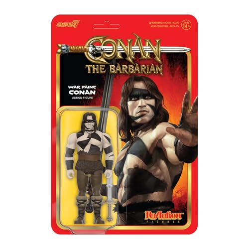 Super7 Conan der Barbar War Paint, Conan-Actionfigur mit Zubehör, Kultfilm-Sammlerstücke und Retro-Spielzeug, 9,5 cm von Super7