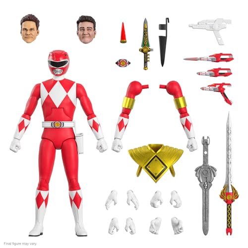 Super7 Mighty Morphin Power Rangers Ultimate Red Ranger Figur, 18 cm von Super7