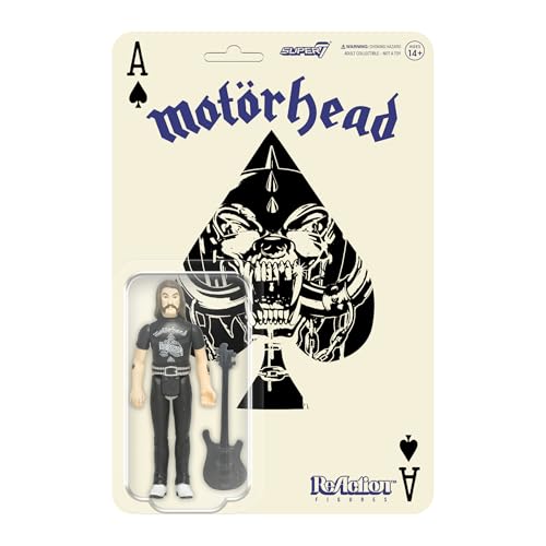Super7 Motorhead Lemmy (Ace of Spades) Reaktionsfigur – 9,5 cm große Motorhead Actionfigur mit Zubehör, Heavy Metal Sammlerstücken und Retro-Spielzeug von Super7