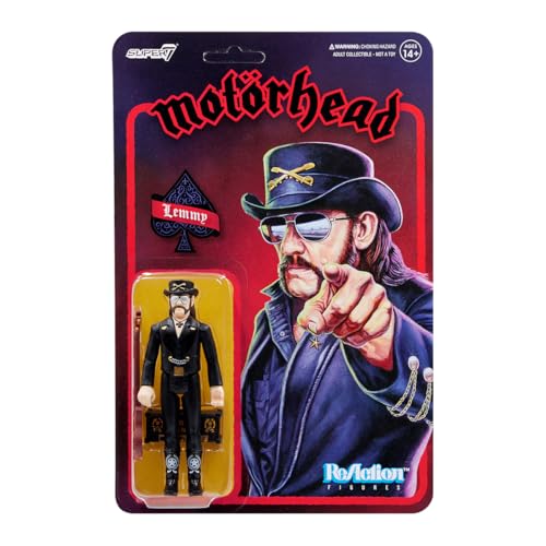 Super7 Motorhead Lemmy (Modern Cowboy) Reaktionsfigur - 9,5 cm große Motorhead Actionfigur mit Zubehör Heavy Metal Collectibles und Retro Toys von Super7