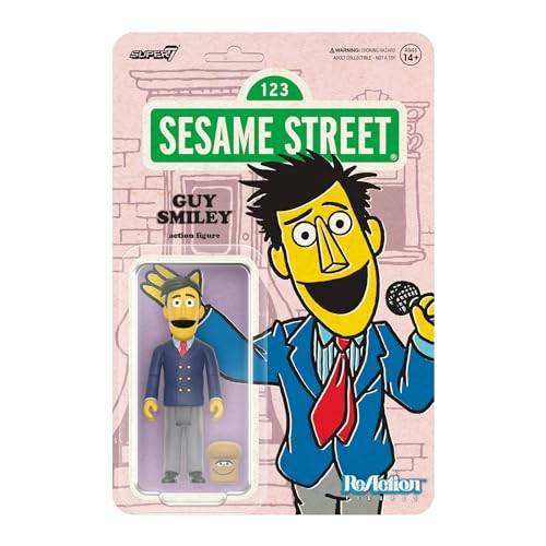 Super7 Reaction Sesamstraße Guy Smiley - 9,5 cm große Sesamstraße Actionfigur mit Zubehör Sammlerstücken und Retro-Spielzeug von Super7