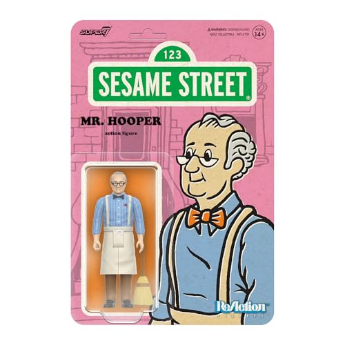 Super7 Sesamstraße Mr. Hooper – 9,5 cm große Sesamstraßen-Actionfigur mit Zubehör-Sammelstücken und Retro-Spielzeug von Super7