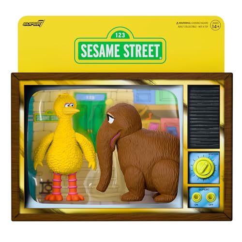Super7 Sesamstraße Reaktionsfiguren – Big Bird und Mr. Snuffleupagus Actionfigur, 2 Stück von Super7