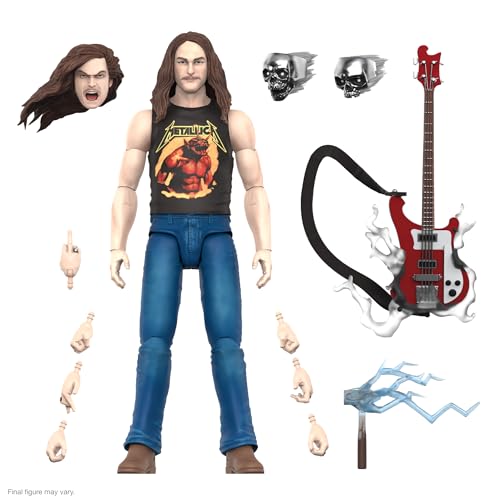 Super7 ULTIMATES! Cliff Burton (Superhelden-Poster) – 17,8 cm große Actionfigur mit Zubehör, Heavy Metal Collectibles und Retro-Spielzeug von Super7
