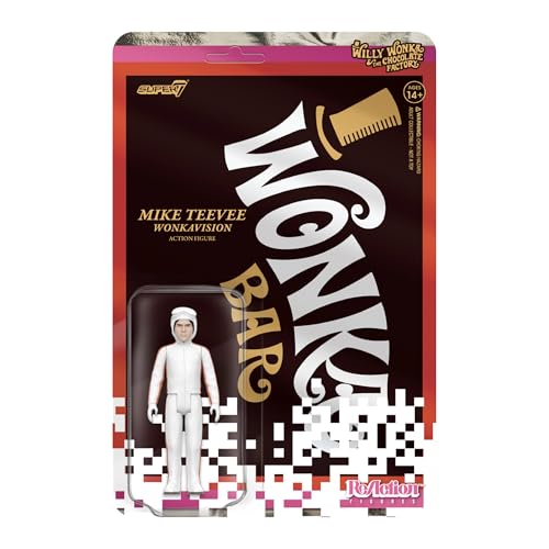 Super7 Willy Wonka und die Schokoladenfabrik Mike Teevee, weißer Anzug, 9,5 cm große Willy-Wonka-Actionfigur, klassische Film-Sammlerstücke und Retro-Spielzeug von Super7