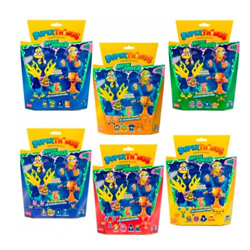SuperThings Packung mit 6 Figuren-Neon Power. Enthält 4 2 Exoskeletons. Modelle Sdos (Magic Box PST11B616IN00) von SuperThings