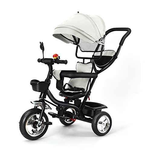 Supfine Dreirad für Kinder, 4-in-1, mitwachsend, mit wendbarem Sitz, Baby-Dreirad, skalierbar, mit verstellbarem Schiebegriff, abnehmbarer Baldachin, Sicherheitsgeschirr, 9 bis 60 Monate Supfine Dreirad für Kinder, 4-in-1, mitwachsend, mit wendbarem Sitz, Baby-Dreirad, skalierbar, mit verstellbarem Schiebegriff, abnehmbarer Baldachin, Sicherheitsgeschirr, 9 bis 60 Monate von Supfine