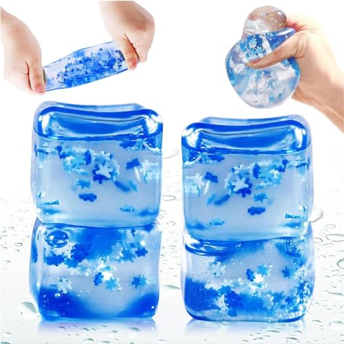 Ice Cube Fidget Toys, 4 Stück Needohnice Cube Stress Balls for Adults Kids, Funny Squeeze Sugar Ball Fidget Toy von Suphyee