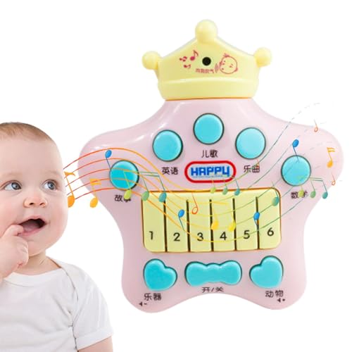 Musikspielzeug,Musikspielzeug für Babys, Multifunktionale Stern-Geschichtenerzählmaschine, Sternförmiges Klangspielzeug mit Batterien, mit Tierrufen, Geschichten, englischen Wörtern, Kinderliedern und von Suphyee