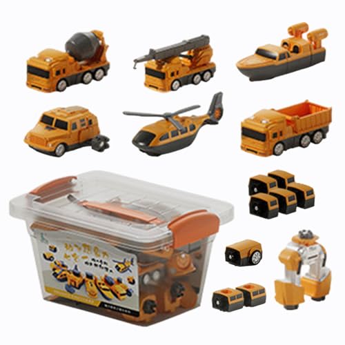 Suphyee Spielfahrzeug-Set, Spielzeug mit verwandelnden Fahrzeugen - Verwandelnde Bauautos, Spielzeugfahrzeuge für Kinder - Aufbewahrungsbox inklusive Sammelfiguren -Blöcke für Kindergarten, von Suphyee