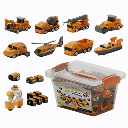 Suphyee Spielfahrzeug-Set, Spielzeug mit verwandelnden Fahrzeugen - Zusammengebaute, verwandelnde magnetische Spielzeugautos für Kinder - Aufbewahrungsbox inklusive Sammelfiguren -Blöcke für von Suphyee