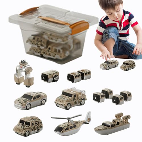 Suphyee Verwandeln Sie Spielzeugautos, Kinderspielfahrzeuge - Magnetische Kinderfahrzeuge, zusammengebautes Konstruktionsspielzeug,Fahrzeugblöcke, Sammelfiguren für Kinder für Schlafsaal, Wohnzimmer von Suphyee