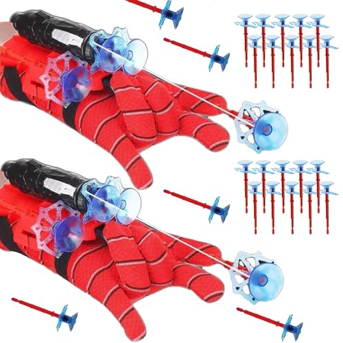 Set von 2 Spider Launcher Glove Handschuhe Launcher für Kinder Spielhandschuhe Spider Glove Handschuhe Kinder Spider Toys Cosplay Handgelenk Spielzeug (4-TLG) von Supmehero