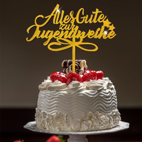 Jugendweihe Tortendeko, Glitzer Tortenaufleger Alles Gute zur Jugendweihe aus Holz, Cake Topper Deko Mädchen Junge Jugendfeier Jugendweihe Tortendeko, Glitzer Tortenaufleger Alles Gute zur Jugendweihe aus Holz, Cake Topper Deko Mädchen Junge Jugendfeier von SupreLuck