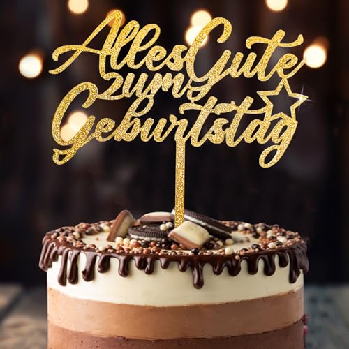 Glitzer Happy Birthday Tortendeko, Tortendeko Alles Gute zum Geburtstag, Acryl Tortendeko Geburtstag Gold, Happy Birthday Cake Topper von SupreLuck