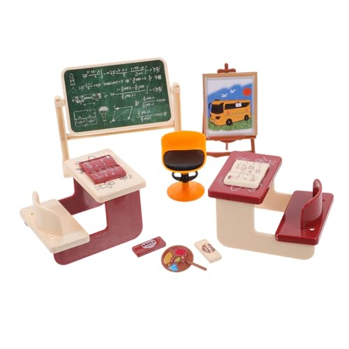 SUPVOX 1satz Miniatur Klassenzimmer Modellset Mit Tisch Stühlen Und Tafel Realistische Dekoration Für Puppenhäuser Und Mini-häuser Für Kreative -projekte Und Schulausstellungen von Supvox