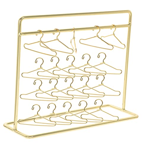 SUPVOX 1 Satz Puppenkleiderständer Set mit Kleiderbügeln für Aufbewahrung und Präsentation von Puppenkleidung Kleiner Goldener Kleiderständer und Teile Zubehör von Supvox