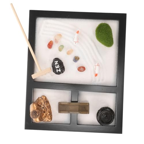SUPVOX 1 Schachtel Meditationsgarten aus Holz Zen Sand Garten Dekoration für Entspannung und Yoga Tischornament für Zuhause und Büro als für Freunde und Familie von Supvox