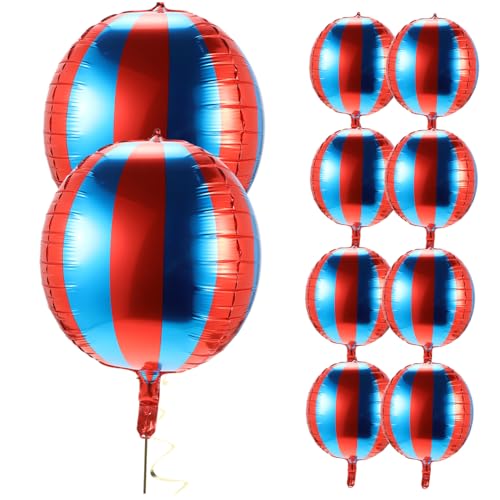 SUPVOX 10 Stück Teiliges Aluminiumfolie Luftballons Blau Rot Gestreift Langlebige Geburtstags und Karnevalsdeko Luftdicht Einfach Aufzublasen Farbenfrohe Party Accessoires für Festliche von Supvox