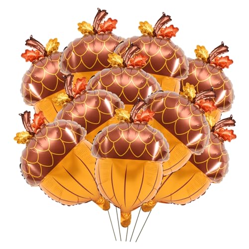 SUPVOX 10 Stück Teiliges Folienballon mit Pine Cone Design Herbstliche Thanksgiving Party Dekoration Langlebige Aluminiumfolie Einfache Handhabung für Festliche Feierlichkeiten und von Supvox
