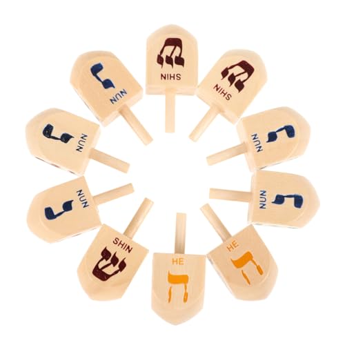 SUPVOX 10 Stück Teiliges Hanukkah Holz Dreidel Set mit Ergonomischem Griff Kindersicheres Dreidel Hand Auge Koordination für Hanukkah Partys und Familienfeiern von Supvox
