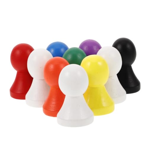 SUPVOX 10 Stück Teiliges Kleine Holzschachfiguren Spielfiguren aus Holz Leicht rutschfest Kompakt für Brettspiele Denkspiele und Reisen in Blau Schwarz Weiß Rot Violett Gelb Grün Orange von Supvox