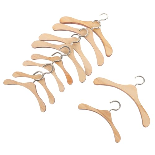 SUPVOX 10 Stück Teiliges Mini Holz Kleiderbügel für Puppenkleidung Stabile und Glatte Miniatur Kleiderbügel als Puppenhaus Zubehör Passend für Bjd Puppen Praktische Aufbewahrungslösung von Supvox