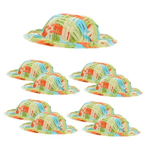 SUPVOX 10 Stück Teiliges Mini Strohhüte Handgewebte Kleine Puppenhüte für DIY Basteln Puppenhaus Dekoration Party Zubehör Vielseitige Mini Hüte für Bastelprojekte und Deko von Supvox