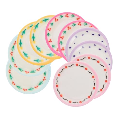 SUPVOX 10 Stück Teiliges Miniatur Geschirrset mit Eleganten Mustern Sichere Puppenhaus Zubehör für Spielküche und Miniaturküche als Dekorative Mini Teller für Puppenstube Erwachsene und von Supvox