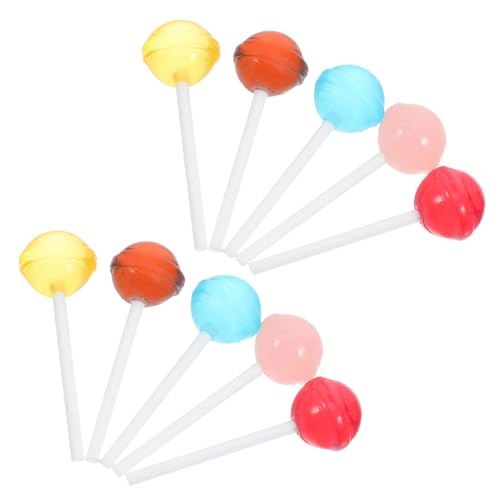 SUPVOX 10 Stück Teiliges Miniatur Puppenhaus Lollipops Künstliche Süßigkeiten Modell Buntes DIY Spielküche Dekor Realistische Mini Lebensmittel Ornament für Puppenzubehör von Supvox