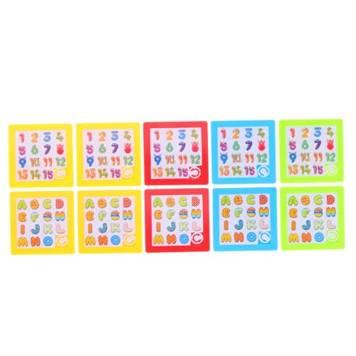 SUPVOX 10 Stück Teiliges Schiebepuzzle Zahlen und Buchstaben Lernspielzeug für Buntes Cartoon Design Fördert Kognitive Fähigkeiten und Feinmotorik Sichere Materialien von Supvox