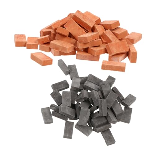 SUPVOX 100 Stück Maßstab Blaue Rote Backsteine für Modellbau Mikro Landschaftsdekoration DIY Sandtisch Puppenhaus Basteln Handliche Realistische Bausteine von Supvox