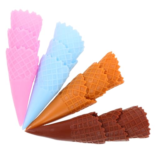 SUPVOX 12 Stück Knusprige Kegelform simulierte Eistüte gefälschte Eiswaffel Miniatureiszapfen Kunststoff -Eiszapfen Modelle Entzückendes Eiscreme -Kegelmodell Simulationseiskegel PVC von Supvox