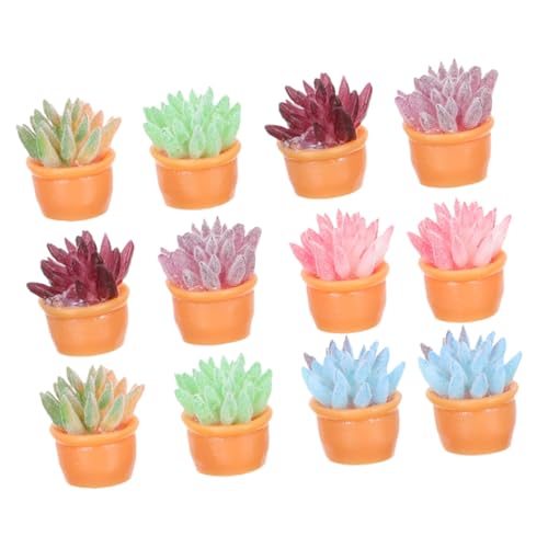 SUPVOX 12 Stück Miniatur Sukkulenten Miniaturpflanzen Mini Blumentöpfe Miniatur Bonsai Mikro Landschaft Deko für Puppenhaus Zimmerpflanzen Künstliche Sukkulenten Topf Dekoration von Supvox