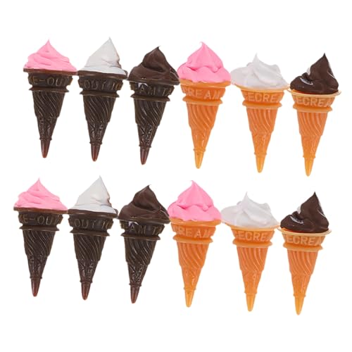 SUPVOX 12 Stück Teiliges Mini Eiscreme-dekor aus Resin Realistische Miniatur Eistüten für Puppenhaus Küchenzubehör Langlebige Mini Dessertfiguren Leicht zu Pflegen für Miniatur-szenen und von Supvox