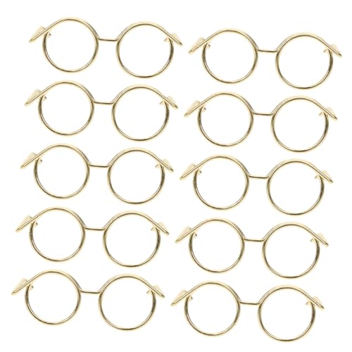 SUPVOX 12 Stück Teiliges Mini Puppenbrillen aus Goldenem Metall Rahmenlose Runde Mini Brillen für Puppenkleidung und Bastelzubehör Leicht Vielseitig für Verschiedene Puppen und von Supvox