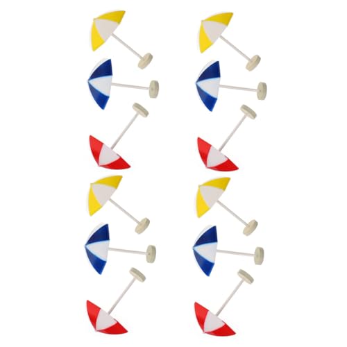 SUPVOX 12 Stück Teiliges Mini Strand Sonnenschirm Farbige Miniatur Deko für Puppenhaus Stabile Materialien Vielseitig als Handyhalter oder Tischdeko DIY Accessoires für von Supvox