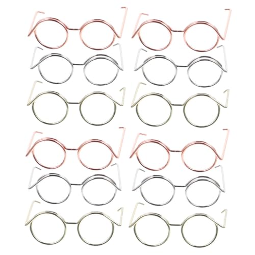 SUPVOX 12 Stück Teiliges Miniatur Puppenbrillen Kupferdraht Wiederverwendbare Leichte Puppenaccessoires in Roségold Silber Gold Vielseitig für DIY Basteln und Puppenkleidung von Supvox