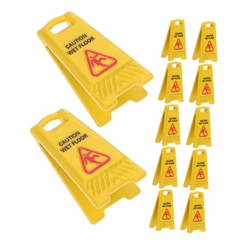 SUPVOX 12 Stück Teiliges Miniatur Vorsicht Nasser Boden aus Kunststoff Realistisches Puppenhaus Accessoire Leichte Tragbare Sicherheitszeichen für Pädagogisches und Diorama Dekoration von Supvox
