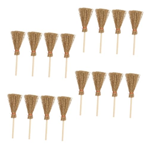 SUPVOX 16 Stück Teiliges Mini Besen Miniatur Reinigungsbürsten für Puppenhaus Dekoration Realistisch Gestaltete Miniature Brooms für Puppenhaus Zubehör und Mini Garten von Supvox