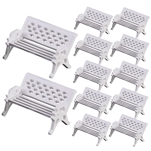 SUPVOX 16 Stück Teiliges Miniatur Modellset aus Hochwertigem Realistische Miniatur Bänke und Straßenlaternen für Puppenhäuser Sandtisch Deko DIY Mini Haus Accessoire als für Bastler von Supvox