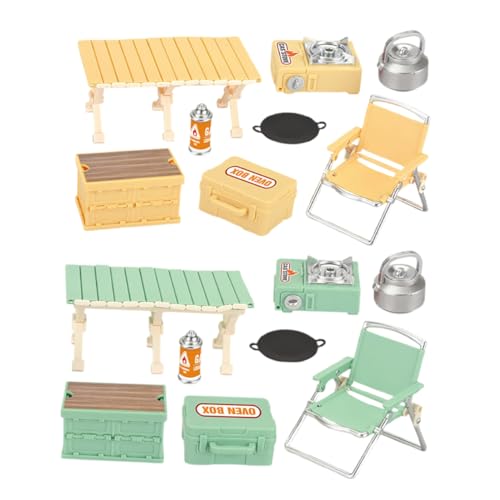 SUPVOX 16 Stück Teiliges Outdoor Camping Spielset mit Miniatur Faltbarem Stuhl Tisch Puppenhaus Möbel Tragbar und Platzsparend Geeignet für Indoor und Outdoor Spielspaß von Supvox