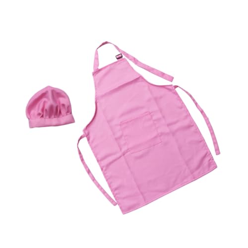 SUPVOX 2 STÜCK Kochschürze und Kochmütze Set Teilig Groß Rosa Dickes Glattes Material Verstellbar für Jahre zum Kochen Backen Malen Basteln und Partys von Supvox