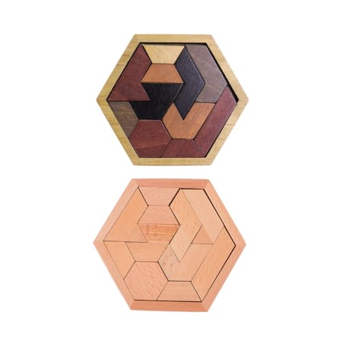 SUPVOX 2 Sätze Hexagon Holzpuzzle Pädagogisches Montessori für Sichere Glatte Oberfläche Fördert Kreativität Farberkennung und Räumliches Vorstellungsvermögen Klassisches Design von Supvox
